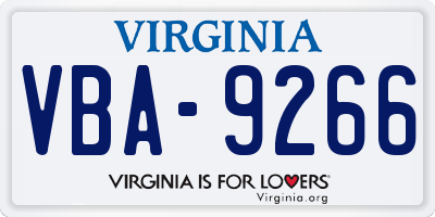 VA license plate VBA9266
