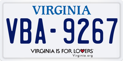 VA license plate VBA9267
