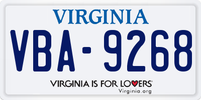 VA license plate VBA9268