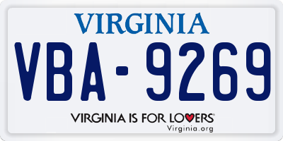 VA license plate VBA9269