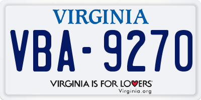 VA license plate VBA9270