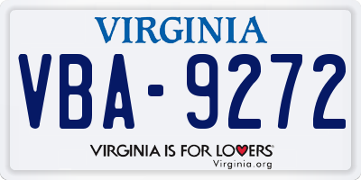 VA license plate VBA9272