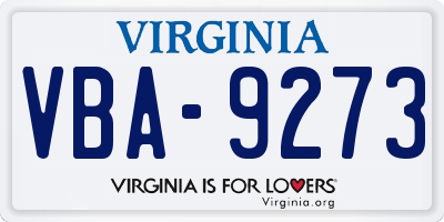 VA license plate VBA9273