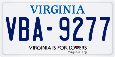 VA license plate VBA9277