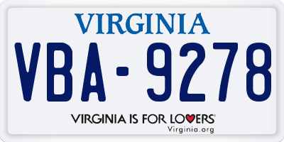 VA license plate VBA9278