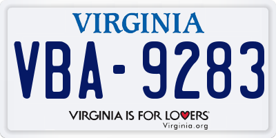 VA license plate VBA9283