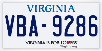VA license plate VBA9286