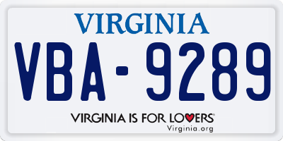 VA license plate VBA9289
