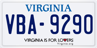 VA license plate VBA9290