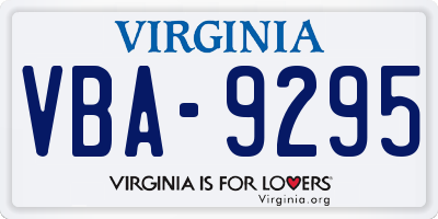 VA license plate VBA9295