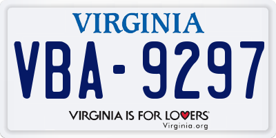 VA license plate VBA9297