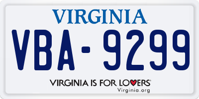 VA license plate VBA9299