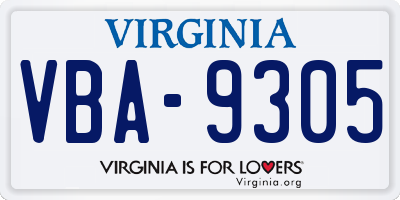 VA license plate VBA9305