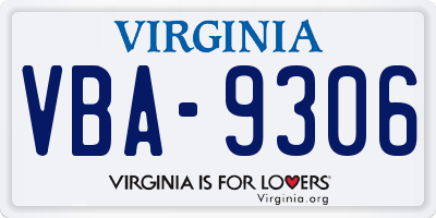 VA license plate VBA9306