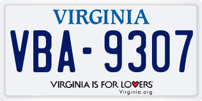 VA license plate VBA9307
