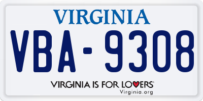 VA license plate VBA9308