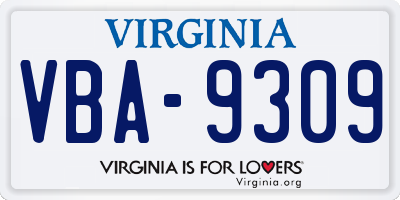 VA license plate VBA9309