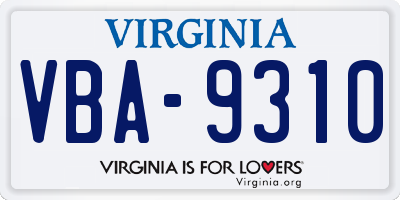 VA license plate VBA9310
