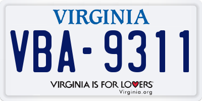 VA license plate VBA9311