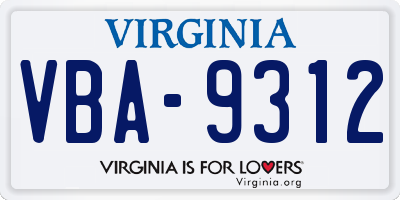 VA license plate VBA9312