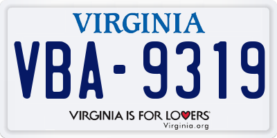 VA license plate VBA9319