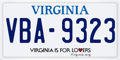 VA license plate VBA9323
