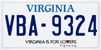 VA license plate VBA9324