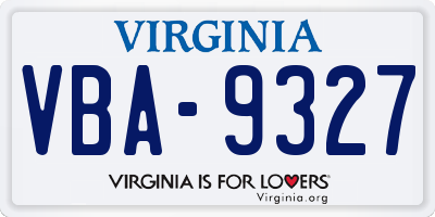 VA license plate VBA9327