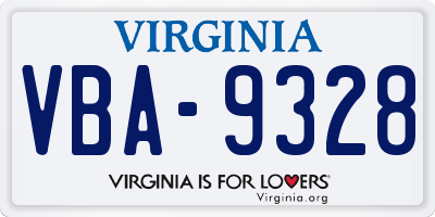 VA license plate VBA9328