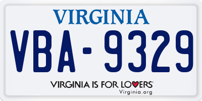 VA license plate VBA9329
