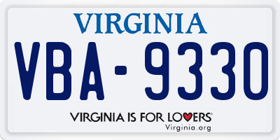 VA license plate VBA9330
