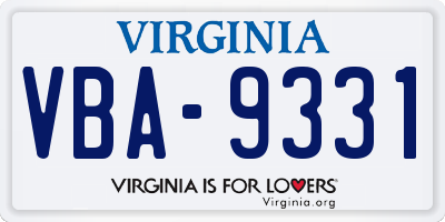VA license plate VBA9331