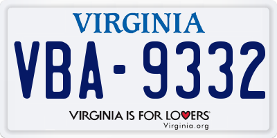 VA license plate VBA9332