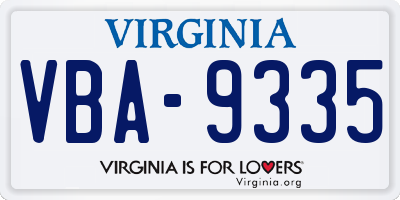 VA license plate VBA9335