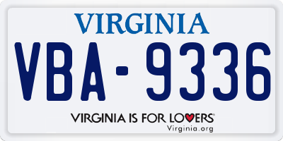 VA license plate VBA9336