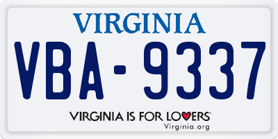 VA license plate VBA9337