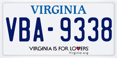 VA license plate VBA9338
