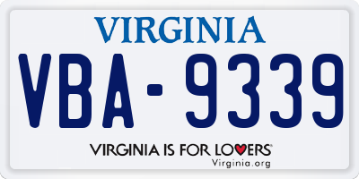 VA license plate VBA9339