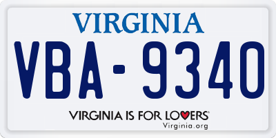 VA license plate VBA9340