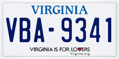 VA license plate VBA9341