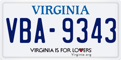 VA license plate VBA9343