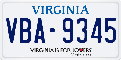 VA license plate VBA9345