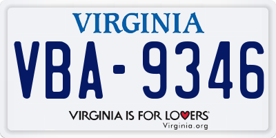 VA license plate VBA9346