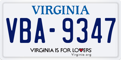 VA license plate VBA9347