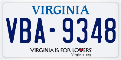 VA license plate VBA9348
