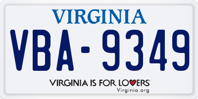 VA license plate VBA9349
