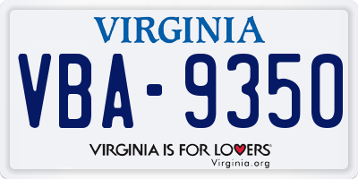 VA license plate VBA9350