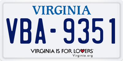 VA license plate VBA9351