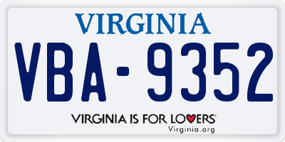 VA license plate VBA9352