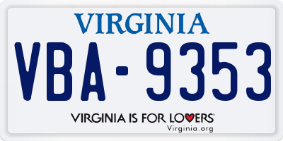 VA license plate VBA9353